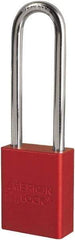 American Lock - Keyed Different Conductive Lockout Padlock - 3" Shackle Clearance, 1/4" Shackle Diam, 1.8" Body Height x 3/4" Body Width, Red, 6 Pins - Eagle Tool & Supply