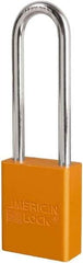 American Lock - Keyed Different Conductive Lockout Padlock - 3" Shackle Clearance, 1/4" Shackle Diam, 1.8" Body Height x 3/4" Body Width, Orange, 6 Pins - Eagle Tool & Supply