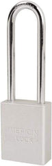 American Lock - Keyed Different Conductive Lockout Padlock - 3" Shackle Clearance, 1/4" Shackle Diam, 1.8" Body Height x 1-1/2" Body Width, Silver, 6 Pins - Eagle Tool & Supply