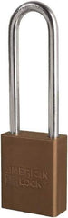 American Lock - Keyed Different Conductive Lockout Padlock - 3" Shackle Clearance, 1/4" Shackle Diam, 1.8" Body Height x 3/4" Body Width, Brown, 6 Pins - Eagle Tool & Supply
