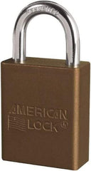 American Lock - Keyed Different Conductive Lockout Padlock - 1" Shackle Clearance, 1/4" Shackle Diam, 1.8" Body Height x 3/4" Body Width, Brown, 6 Pins - Eagle Tool & Supply