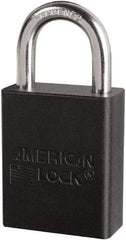 American Lock - Keyed Different Conductive Lockout Padlock - 1" Shackle Clearance, 1/4" Shackle Diam, 1.8" Body Height x 3/4" Body Width, Black, 6 Pins - Eagle Tool & Supply