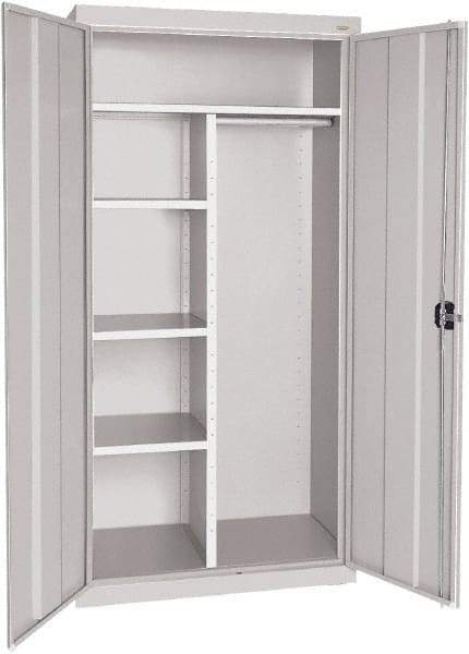 Sandusky Lee - 5 Shelf Combination Storage Cabinet - Steel, 46" Wide x 24" Deep x 72" High, Dove Gray - Eagle Tool & Supply