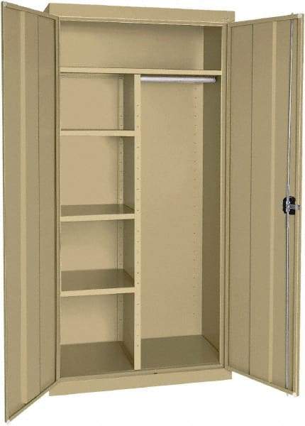 Sandusky Lee - 5 Shelf Combination Storage Cabinet - Steel, 46" Wide x 24" Deep x 72" High, Tropic Sand - Eagle Tool & Supply
