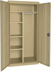 Sandusky Lee - 5 Shelf Combination Storage Cabinet - Steel, 46" Wide x 24" Deep x 72" High, Tropic Sand - Eagle Tool & Supply