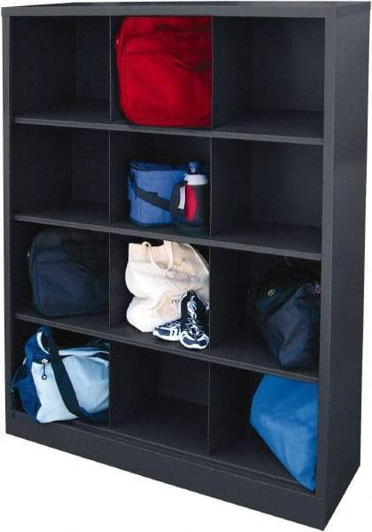 Sandusky Lee - 4 Shelf, Closed Shelving Cubby Cabinet - 46 Inch Wide x 18 Inch Deep x 66 Inch High, Charcoal - Eagle Tool & Supply
