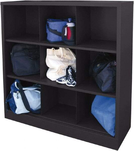 Sandusky Lee - 3 Shelf, Closed Shelving Cubby Cabinet - 46 Inch Wide x 18 Inch Deep x 52 Inch High, Black - Eagle Tool & Supply