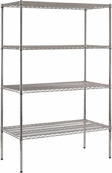 Sandusky Lee - 4 Shelf Wire Shelving Unit - 48" Wide x 24" Deep x 74" High, - Eagle Tool & Supply