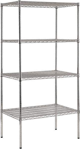 Sandusky Lee - 4 Shelf Wire Shelving Unit - 36" Wide x 24" Deep x 74" High, - Eagle Tool & Supply
