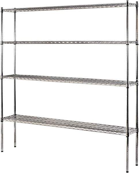 Sandusky Lee - 4 Shelf Wire Shelving Unit - 72" Wide x 12" Deep x 74" High, - Eagle Tool & Supply