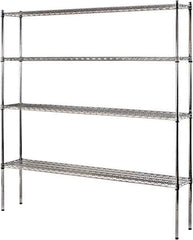Sandusky Lee - 4 Shelf Wire Shelving Unit - 72" Wide x 12" Deep x 74" High, - Eagle Tool & Supply