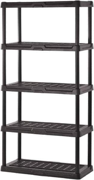 Sandusky Lee - 72" High x 36" Wide x 24" Deep, 5 Shelf Polyurethane Utility Plastic Shelving - Black, 150 Lb Capacity - Eagle Tool & Supply