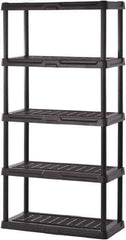 Sandusky Lee - 72" High x 36" Wide x 24" Deep, 5 Shelf Polyurethane Utility Plastic Shelving - Black, 150 Lb Capacity - Eagle Tool & Supply