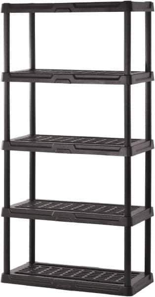 Sandusky Lee - 72" High x 36" Wide x 18" Deep, 5 Shelf Polyurethane Utility Plastic Shelving - Black, 150 Lb Capacity - Eagle Tool & Supply