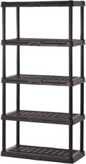 Sandusky Lee - 72" High x 36" Wide x 18" Deep, 5 Shelf Polyurethane Utility Plastic Shelving - Black, 150 Lb Capacity - Eagle Tool & Supply