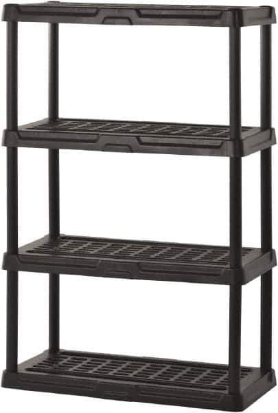 Sandusky Lee - 56" High x 36" Wide x 18" Deep, 4 Shelf Polyurethane Utility Plastic Shelving - Black, 150 Lb Capacity - Eagle Tool & Supply