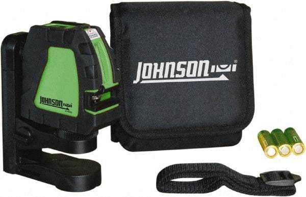 Johnson Level & Tool - 2 Beam 200' (Interior) Max Range Self Leveling Cross Line Laser - Green Beam, 1/8" at 35' Accuracy, 4-1/8" Long x 4-1/8" Wide x 1-15/16" High, Battery Included - Eagle Tool & Supply