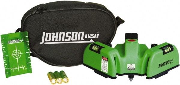 Johnson Level & Tool - 2 Beam 150' (Interior) Max Range Line Laser Level - Green Beam, 1/16" at 20' Accuracy, 6-1/2" Long x 4" Wide x 6-1/2" High, Battery Included - Eagle Tool & Supply