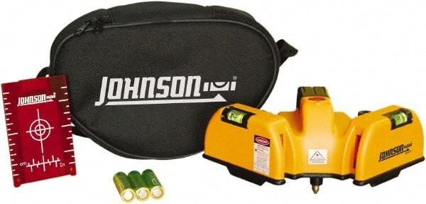 Johnson Level & Tool - 2 Beam 65' (Interior) Max Range Line Laser Level - Red Beam, 1/16" at 20' Accuracy, 6-1/2" Long x 4" Wide x 6-1/2" High, Battery Included - Eagle Tool & Supply