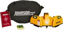 Johnson Level & Tool - 2 Beam 65' (Interior) Max Range Line Laser Level - Red Beam, 1/16" at 20' Accuracy, 6-1/2" Long x 4" Wide x 6-1/2" High, Battery Included - Eagle Tool & Supply