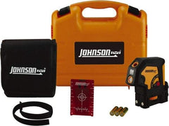 Johnson Level & Tool - 3 Beam 100' (Interior) Max Range Self Leveling Dot Laser Level - Red Beam, 1/8" at 50' Accuracy, 4-3/4" Long x 3" Wide x 4-3/4" High, Battery Included - Eagle Tool & Supply