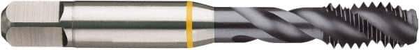 Guhring - #8-32 UNC 2B/3B Modified Bottoming Spiral Flute Tap - Cobalt, TiCN Finish, 2.13" OAL, Right Hand Flute, Right Hand Thread, H3, Series 4408 - Exact Industrial Supply