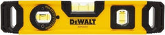 DeWALT - Magnetic 9" Long 2 Vial Torpedo Level - Aluminum, Yellow - Eagle Tool & Supply