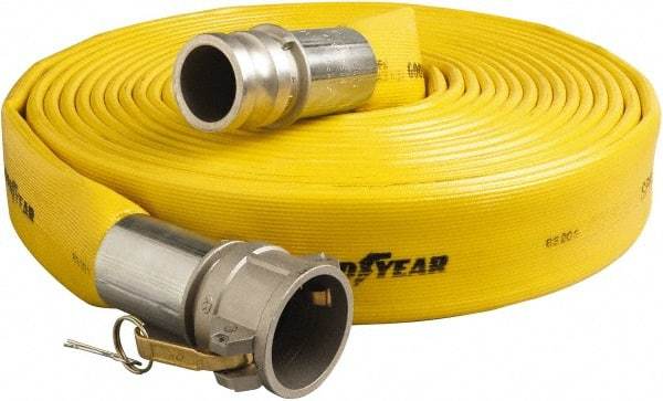 Alliance Hose & Rubber - 2" ID x 2.34 OD, 200 Working psi, Yellow Pliovic Hose, Lays Flat - 50' Long, -10 to 150°F - Eagle Tool & Supply