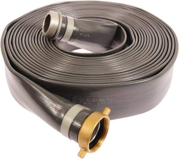 Continental ContiTech - 6" ID x 6.38 OD, 35 Working psi, Gray Pliovic Hose, Lays Flat - 50' Long, -10 to 150°F - Eagle Tool & Supply