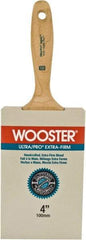 Wooster Brush - 4" Flat Synthetic Wall Brush - 3-15/16" Bristle Length, 6-1/4" Maple Beavertail Handle - Eagle Tool & Supply
