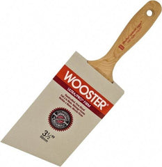 Wooster Brush - 3-1/2" Angled Nylon/Polyester Wall Brush - 3-7/16" Bristle Length, 5-3/4" Maple Beavertail Handle - Eagle Tool & Supply