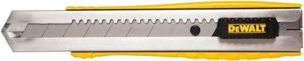 DeWALT - Snap Utility Knife - 1/4" Carbon Steel Blade, Yellow & Silver Plastic/Stainless Steel Handle, 1 Blade Included - Eagle Tool & Supply