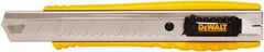 DeWALT - Snap Utility Knife - 1/4" Carbon Steel Blade, Yellow & Silver Plastic/Stainless Steel Handle, 1 Blade Included - Eagle Tool & Supply