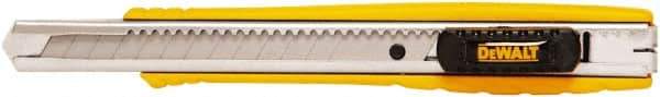 DeWALT - Snap Utility Knife - 1/4" Carbon Steel Blade, Yellow & Silver Plastic/Stainless Steel Handle, 1 Blade Included - Eagle Tool & Supply