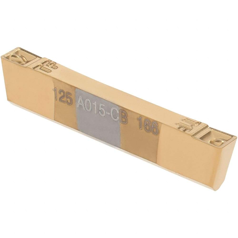 Tool-Flo - 125VDB P Grade GP50C, 3.18mm Cutting Width Carbide Grooving Insert - Neutral, 0.015" Corner Radius, TiN Finish - Eagle Tool & Supply