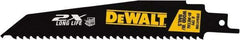 DeWALT - 6" Long x 1" Thick, High Speed Steel Reciprocating Saw Blade - Tapered Profile, 6 TPI, Toothed Edge, Universal Shank - Eagle Tool & Supply