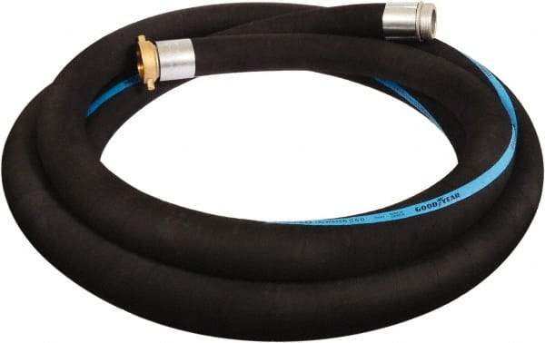 Alliance Hose & Rubber - 6" ID x 6.6 OD, 150 Working psi, Black Synthetic Rubber Water & Discharge Hose - Male x Female NPSH Ends, 20' Long, -25 to 200°F - Eagle Tool & Supply