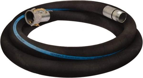 Alliance Hose & Rubber - 6" ID x 6.6 OD, 150 Working psi, Black Synthetic Rubber Water & Discharge Hose - Female Camlock x Male Nipple Ends, 20' Long, -25 to 200°F - Eagle Tool & Supply