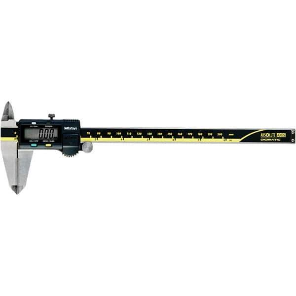 Mitutoyo - 0 to 8" Range 0.01mm Resolution, Electronic Caliper - Steel with 50mm Carbide-Tipped Jaws, 0.001" Accuracy - Eagle Tool & Supply