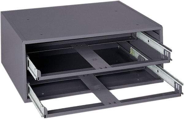 Durham - 2 Drawer, Small Parts Slide Rack Cabinet - 11-3/4" Deep x 15-1/4" Wide x 6-1/4" High - Eagle Tool & Supply