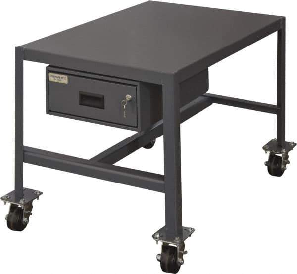 Durham - Machine Work Table with Drawer - Steel, Gray, 36" Long x 24" Deep x 30" High - Eagle Tool & Supply