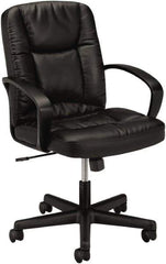 Basyx - 38-3/4" High Executive Mid Back Chair - 25" Wide x 34-1/2" Deep, Leather Seat, Black - Eagle Tool & Supply