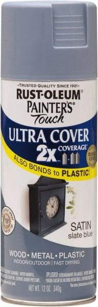 Rust-Oleum - Slate (Color), Satin, Enamel Spray Paint - 8 Sq Ft per Can, 12 oz Container, Use on Multipurpose - Eagle Tool & Supply