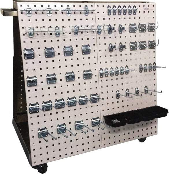 Triton - 21-1/4 Inches Wide x 39-1/4 Inches High x 36-3/4 Inches Deep A-Frame Double Sided Pegboard Tool Cart - 800 Lbs. Load Limit, Includes 56 Piece LocHook Assortment and 4 Plastic Bins - Eagle Tool & Supply