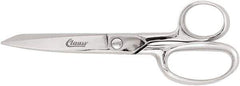 Clauss - 3" LOC, 6" OAL Chrome Plated Straight Trimmers - Steel Straight Handle, For Paper, Fabric - Eagle Tool & Supply