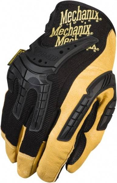 Mechanix Wear - Size M (9) Leather/TPR General Protection Work Gloves - For General Purpose, Uncoated, Hook & Loop Cuff, Full Fingered, Black, Paired - Eagle Tool & Supply