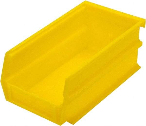 Triton - 7-3/8" Deep, Yellow Polypropylene Hopper Stacking Bin - 3" High x 4-1/8" Wide x 7-3/8" Long - Eagle Tool & Supply