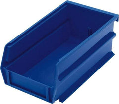 Triton - 7-3/8" Deep, Blue Polypropylene Hopper Stacking Bin - 3" High x 4-1/8" Wide x 7-3/8" Long - Eagle Tool & Supply