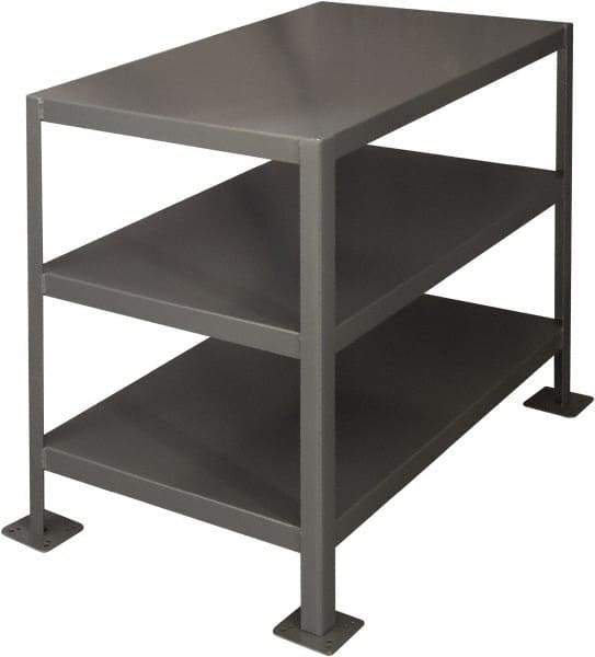 Durham - 36 Wide x 18" Deep x 30" High, Steel Machine Work Table - Flat Top, Rounded Edge, Fixed Legs, Gray - Eagle Tool & Supply