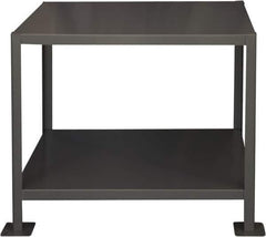 Durham - 48 Wide x 36" Deep x 36" High, Steel Machine Work Table - Flat Top, Rounded Edge, Fixed Legs, Gray - Eagle Tool & Supply